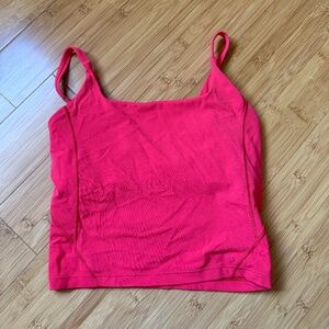 Size 6 lululemon strappy Nulu shelf tank top love red
